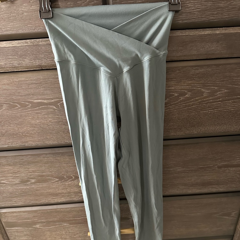 Gray/green criss cross High-Waisted Leggings